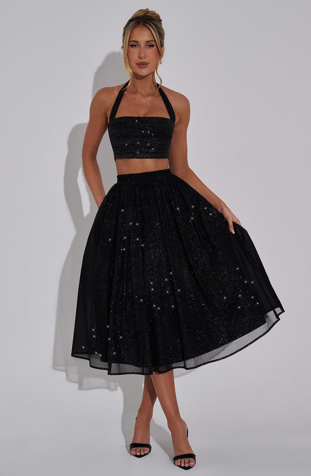 Alani Crop Top - Black Sparkle - Napalia