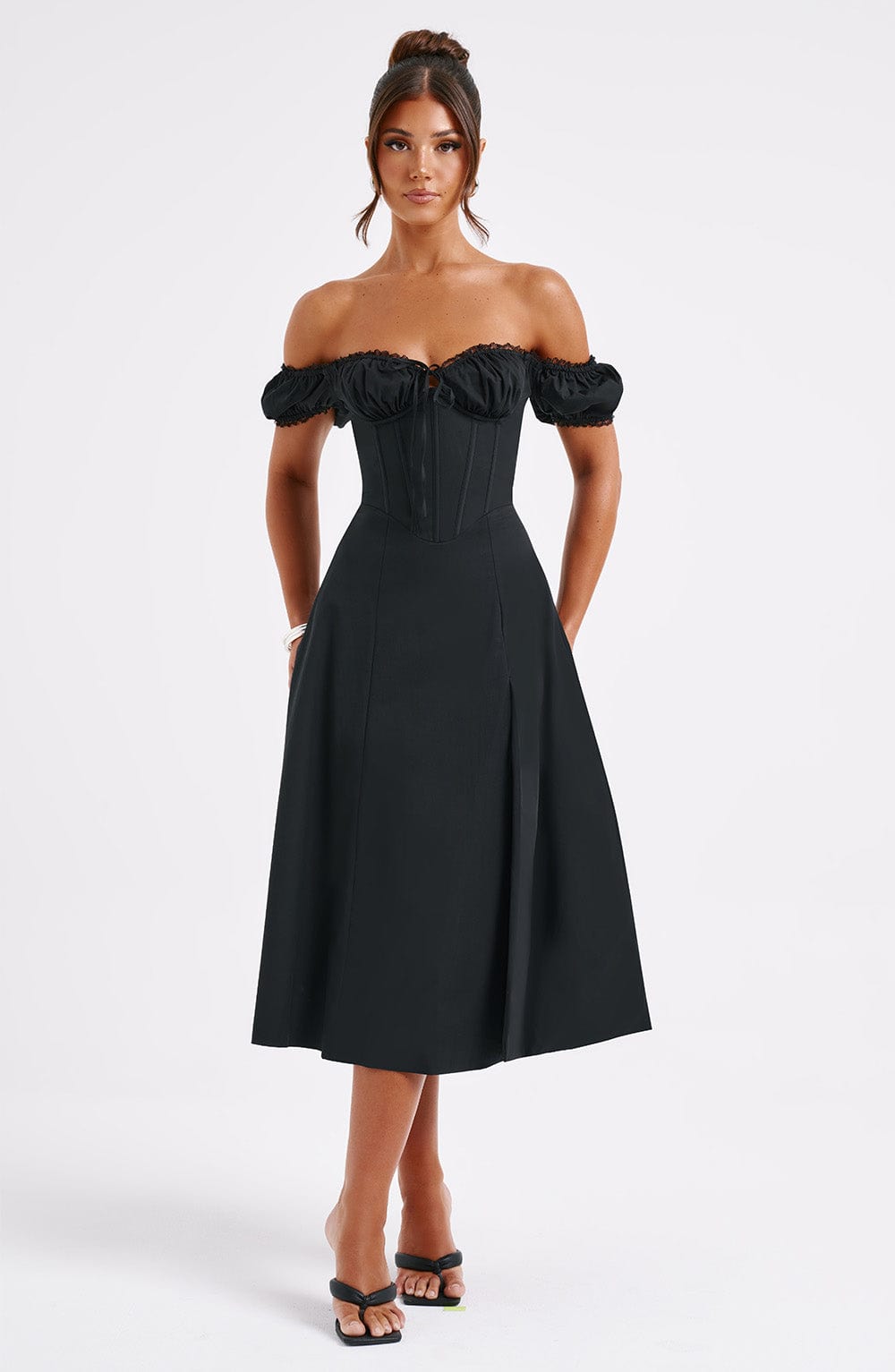 Courtney Midi Dress - Black - Napalia