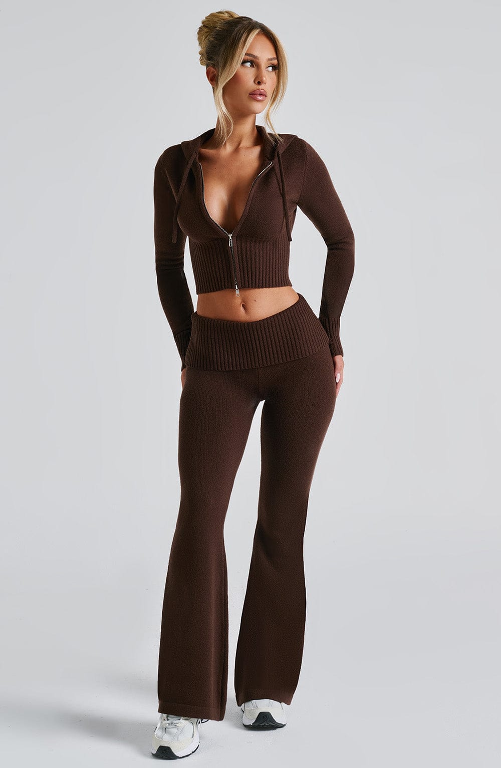 Portia Knit Hoodie - Chocolate - Napalia