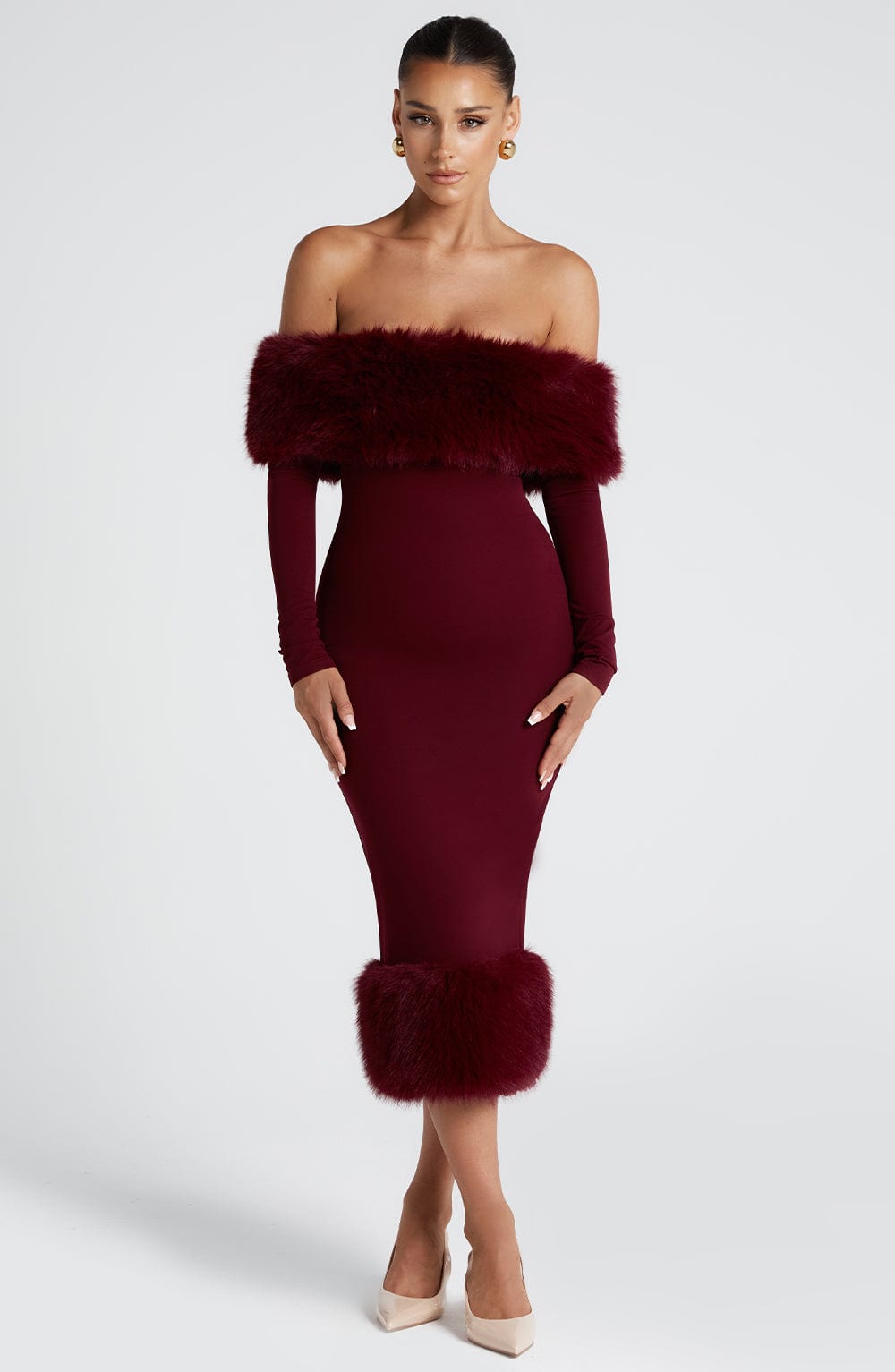 Vittoria Midi Dress - Wine - Napalia