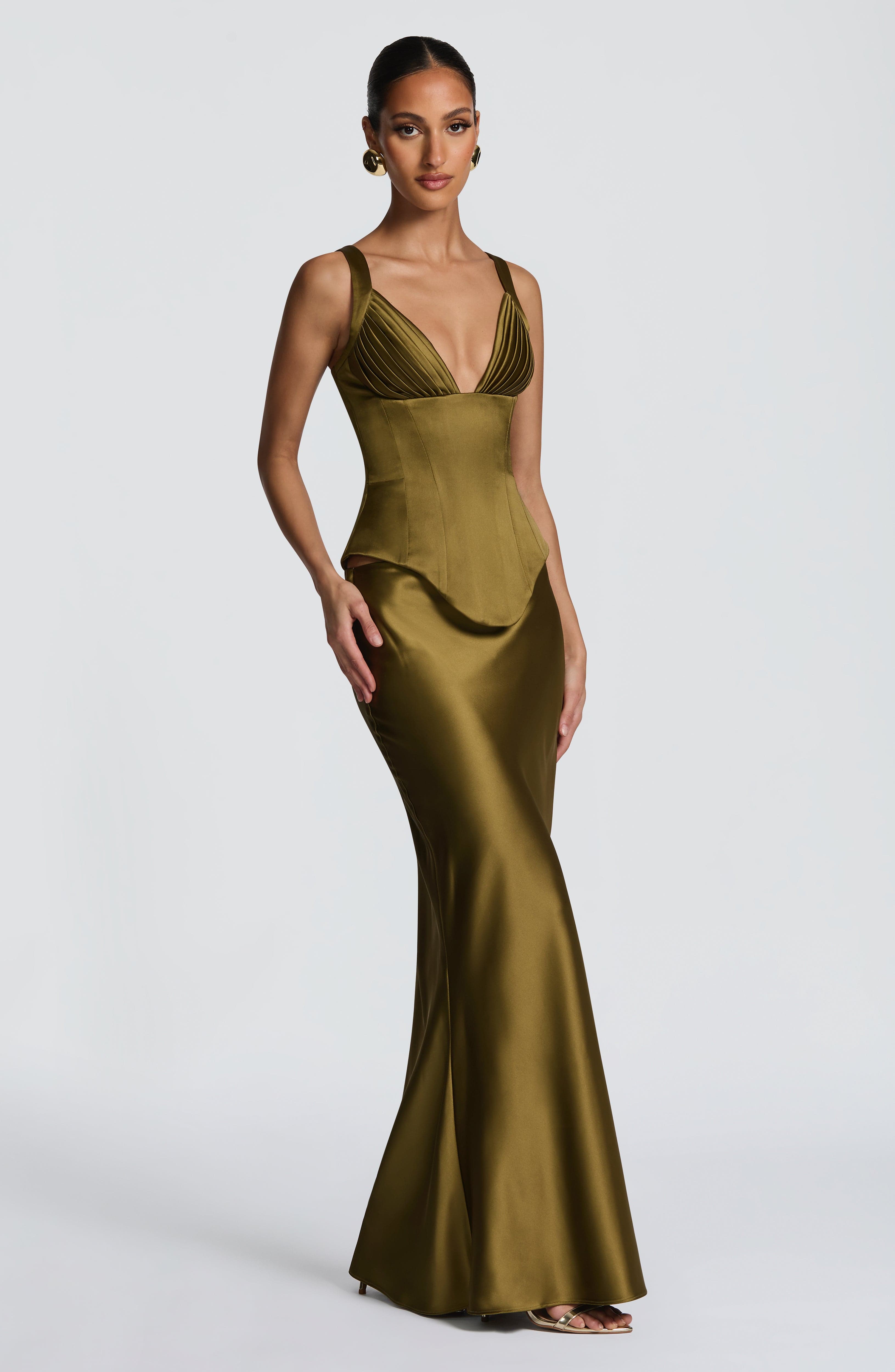 Atlanta Maxi Skirt - Deep Olive - Napalia