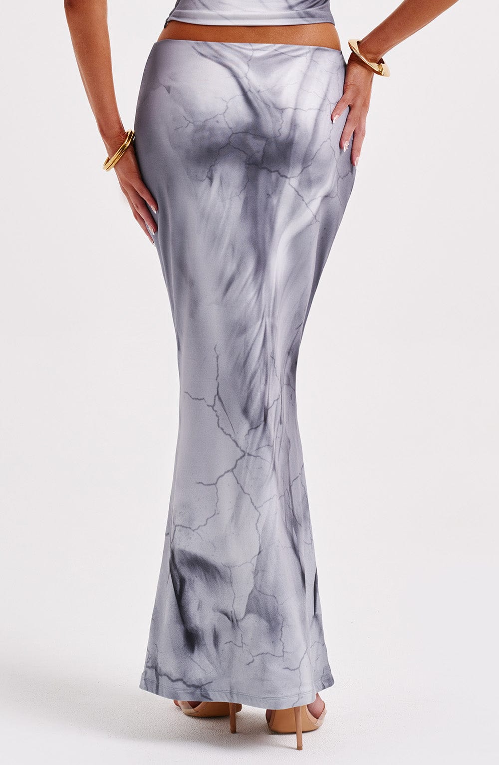 Charmayne Maxi Skirt - Grey Body Print - Napalia