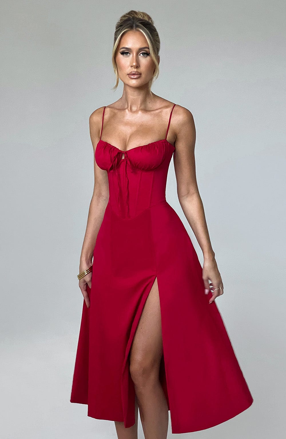 Deanna Midi Dress - Red - Napalia