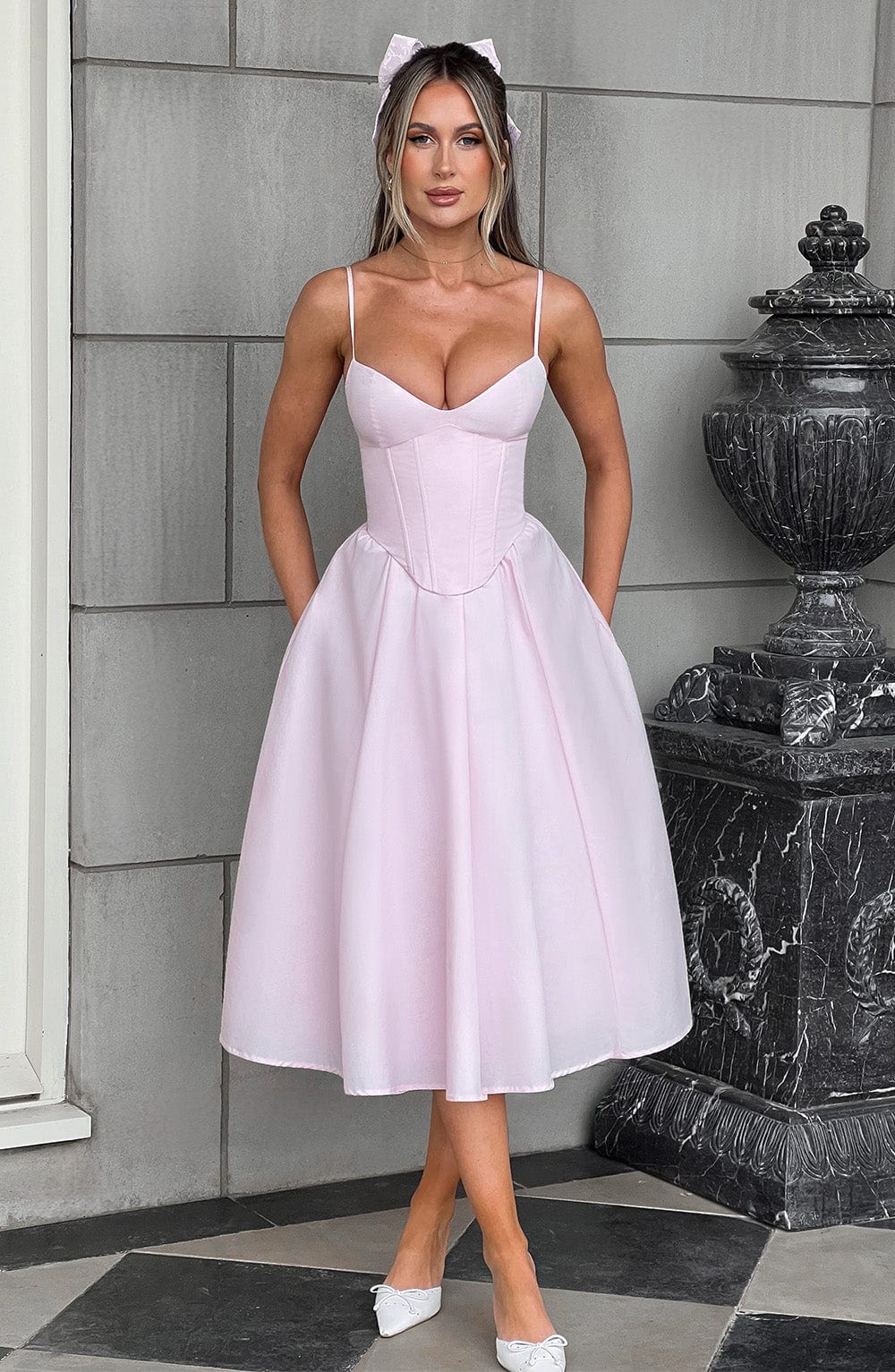 Mariella Midi Dress - Blush - Napalia
